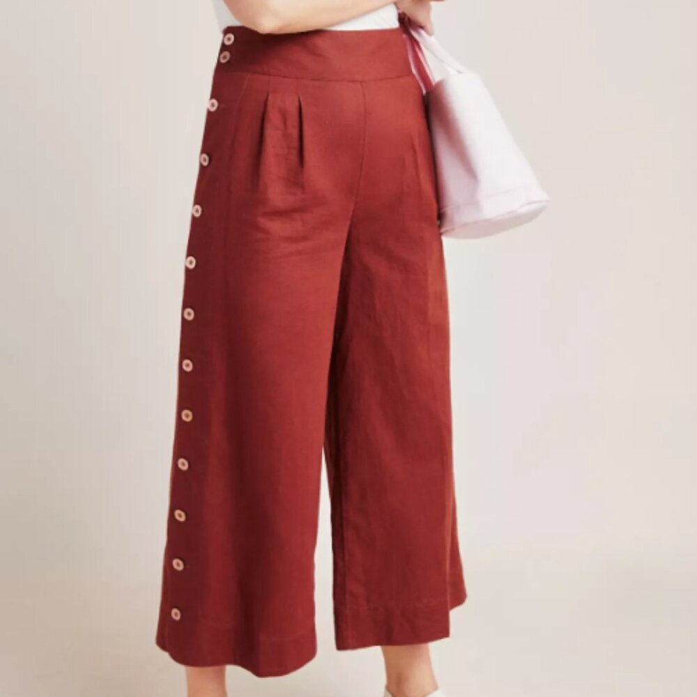 NWOT Anthropologie Buttoned Wide-Leg Pants